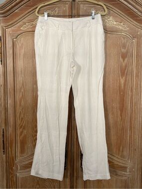 Ann Taylor Loft lined White/Cream Linen-Blend Trousers